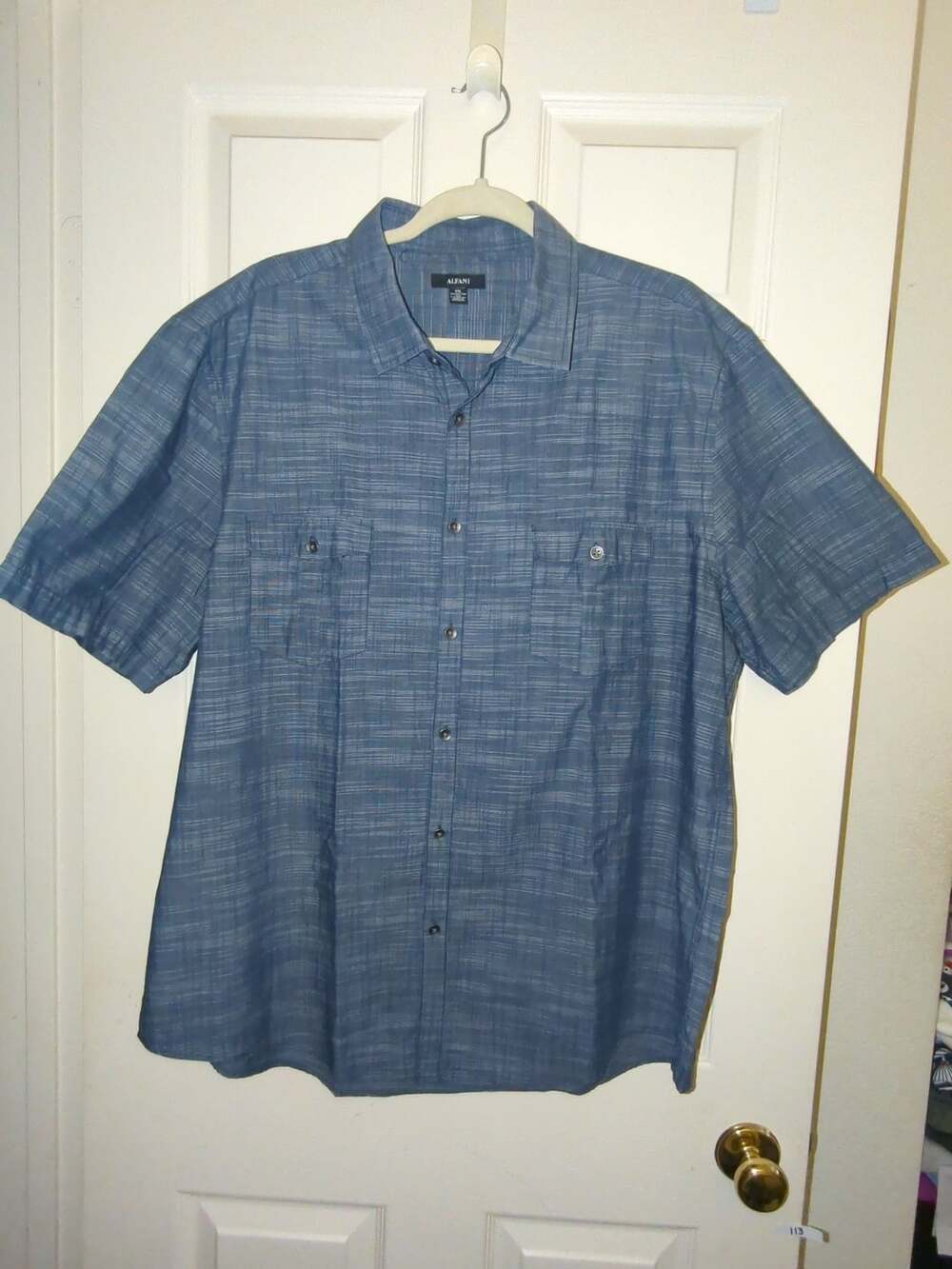 Alfani Plaid Button Up Shirt Size XXL Blue